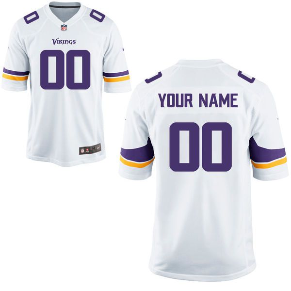 Men Minnesota Vikings Custom White Game NFL Jersey->->Custom Jersey